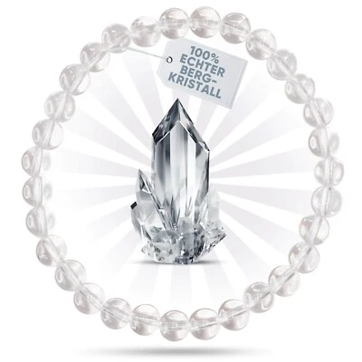 Edelstein Armband aus echtem Naturstein: Bergkristall | 6mm Kugelarmband - Bild 1 von 4