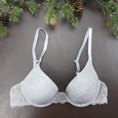 So Bra 34A Gray Padded Underwire Adjustable Clasp Back - Image 1 of 4