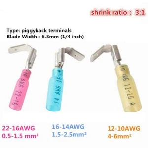 50/75/150PCS 3Way 22-10AWG Wire Connectors Heat Shrink Piggyback Spade Terminals - Picture 1 of 8