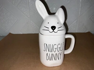 Rae Dunn Mug With Topper New 5” 20oz. “Snuggle Bunny” Bunny Topper Bent Ear - Picture 1 of 8