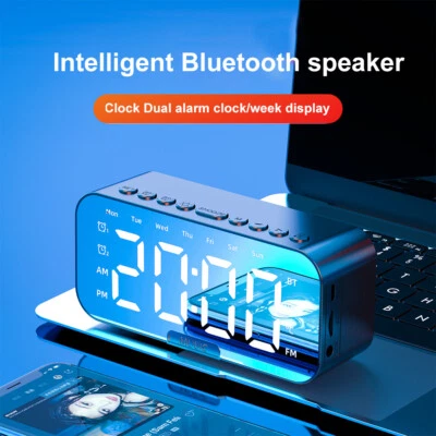Wireless Bluetooth Speaker with Alarm Clock Stereo Bass USB/TF Card Capable USA - Image 1 of 4