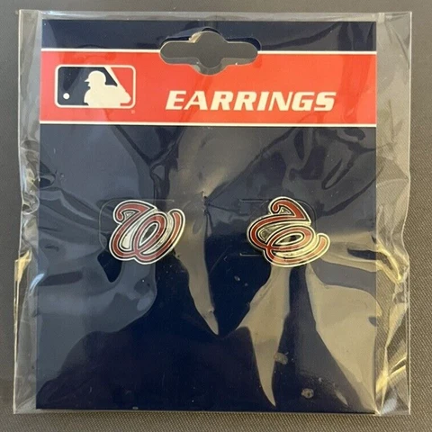 Washington Nationals MLB Red Logo Earrings NIP Cover