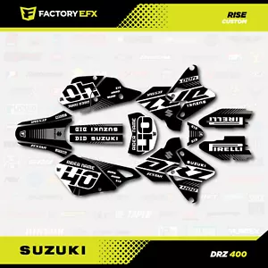 Blk White Gray Rise Racing Graphic Kit fits Suzuki Drz400 Drz 400 Drz400sm 400sm - Foto 1 di 11