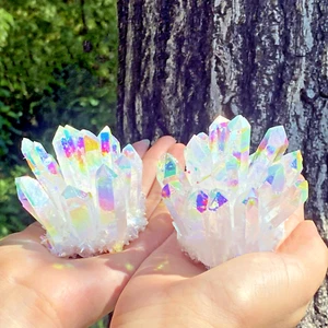 Racimo de cristal de cuarzo aura de ángel grande raro de 200 g-300 g decoración de rocas minerales - Imagen 1 de 4