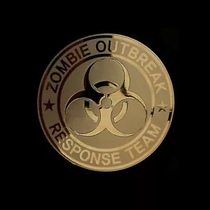 Zombie Outbreak Response Team Metal Decal Sticker (Gold) - Picture 1 of 6