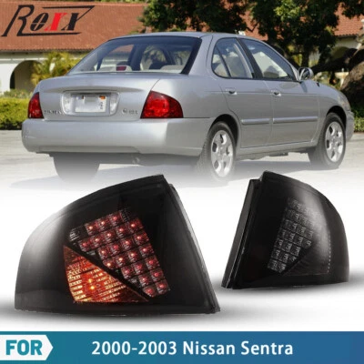 LED Tail Lights For 2000-2003 Nissan Sentra Rear Lamps 1 Pair Black Smoke Lens - Image 1 of 4