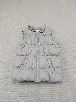 Chaleco acolchado Gymboree niñas mediano 7/8 gris cremallera completa Foto 1 de 4