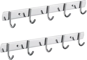 2 Pack Wall Hook Rack for Hanging Jacket Wall Mount,Stainless Steel Closet Hooks - Picture 1 of 8
