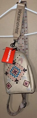 Montana West Embellished Aztec Collection Sling Bag Purse Backpack Crossbody NWT - Image 1 of 4