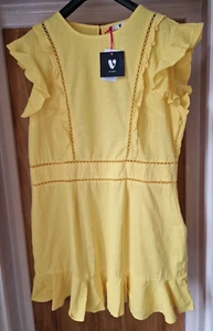 BNWT V By Very Trim Linen Flippy Yellow Top Size 20 - Picture 1 of 2