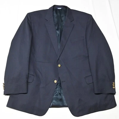Botany 500 50R Navy Blue Gold Button 100% Worsted Wool Blazer Jacket Sport Coat - Image 1 of 4
