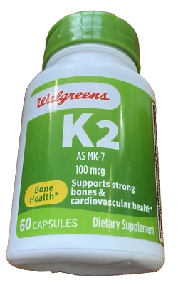 Walgreens Artery Bone Health Vitamin K2 100mcg as MK-7 60 Ct. Exp 9/27+ - Image 1 of 2