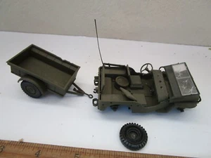 Vintage Built Weathered 1/35 Scale WWII Abandoned Jeep W/ Trailer For Diorama - Picture 1 of 3