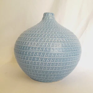 Large Ceramic Round Onion Vase Blue Abstract Pattern Decor Homewares - Picture 1 of 10