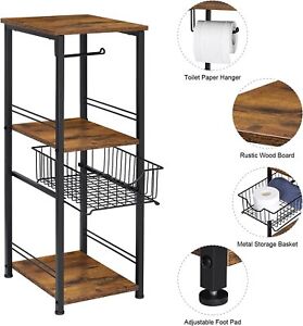 3 Tier Bathroom Towel Rack Standing Unit Storage Shelf Sliding Basket Floor Rack