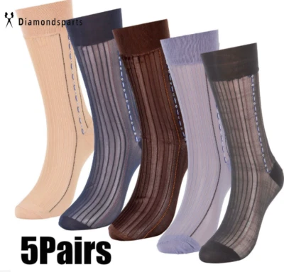 5 pares de calcetines de trabajo suaves de nailon de seda transparentes clásicos ultrafinos para hombre Foto 1 de 4