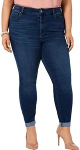 Celebrity Pink, Women's Plus High Rise ,Medium Wash Cropped Jeans Blue ,Size 14 - Picture 1 of 1