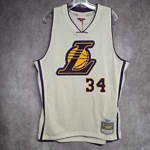 NWT Mitchell & Ness Los Angeles Lakers Shaquille O'Neal 34 Chainstitch Jersey L - Picture 1 of 8