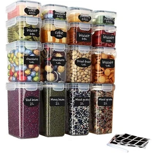 16x Airtight Food Storage Container Set Kitchen Pantry Dry Food Cereal Dispenser - Picture 1 of 7