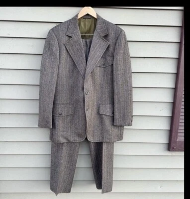 Traje De Colección Johnny Carson Lana Espiga Chaqueta + Pantalones 42 Foto 1 de 4