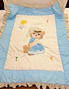Vtg 1982 Baby Morgan Quilted Baby Blanket Teddy Beddy Bear - Picture 1 of 9