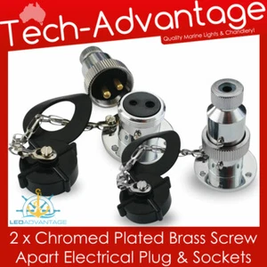 2 X 12V 24V 3A POTENCIA PLACA DE CROMO TORNILLO SEPARADO ENCHUFE ELÉCTRICO Y ENCHUFE KIT - Imagen 1 de 3