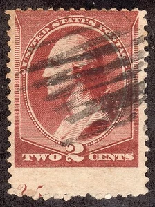 US # 210 (1881) 2c-Grade: VG -EFO: Partial Plate # on bottom of stamp. SCARCE!! - Picture 1 of 3