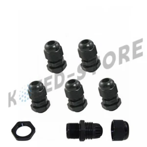 5PCS PG7 Black Plastic Waterproof Connector Gland 3-6.5mm Dia Cable - Picture 1 of 1