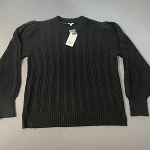 Maglione pullover Crown & Ivy donna taglie forti 2X nero maglia cavo girocollo - Foto 1 di 7