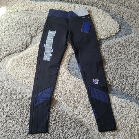NUYU Ladies Memphis Tigers Yoga Leggings With Mesh Insert Size Small Black Pants Cover