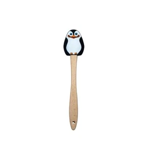 Espátula agitadora raspador/herramientas para hornear de silicona con mango de madera de pingüino negro - Imagen 1 de 1