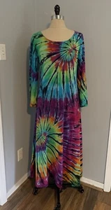 Vintage 90s Dharma Trading TShirt Dress Grunge Boho Hippie Psychedelic Goth Fest - Picture 1 of 11