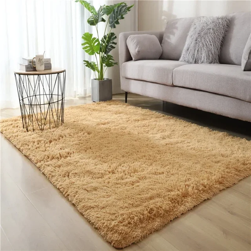 Gray Carpet for Living Room Plush Rug Bed Room Floor Fluffy Mats Anti-Slip Home  - Image 1 of 4