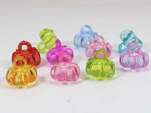 100 Mixed Color Transparent Acrylic Mini Pumpkin Charm Pendants 12mm Craft DIY - Imagen 1 de 4