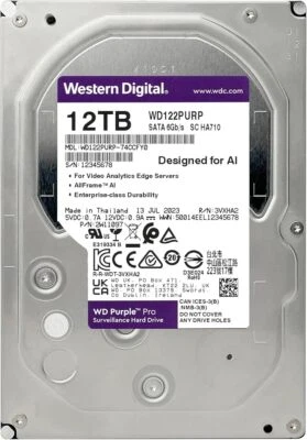 Western Digital 12TB WD Purple 3.5" SATA Surveillance Hard Drive WD121PURZ - Image 1 of 2