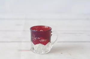 Souvenir EAPG 1902 Antique Ruby Red Glass Stained Orlando "Lilly" Stain Cup Mug - Picture 1 of 7