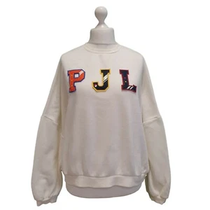Vintage Oversized 90s Sweatshirt Pepe Jeans London White Baggy  Women's L 12-14  - Picture 1 of 6