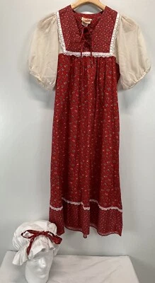 Vestido Floral Pradera De Colección Eber San Francisco 2 Piezas Talla 7 Niñas Sombrero Rojo Cottagecore Foto 1 de 4