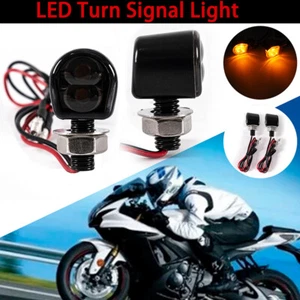 LED Mini Turn Signal Amber Light Blinker Indicator Smoke For Cafe Racer Bobber - Picture 1 of 9