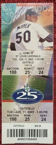 Albert Pujols HR #51 Seattle Ticket Stub 6/11/02 2nd GS St. Louis Cardinals - Imagen 1 de 1