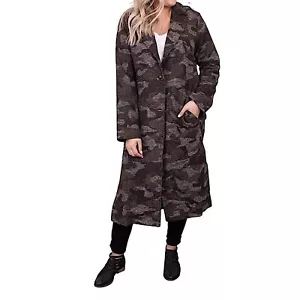 Langer Damen Trenchcoat Mystree Camouflage braun und schwarz Größe S " - Bild 1 von 7