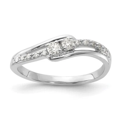 Sterling Silver Polished Curved Diamond Engagement Ring for Women Size 7 - Image 1 of 4