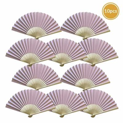 9" Rose Quartz Paper Hand Fans for Weddings, Premium Paper Stock (10 Pack) (Esti - Image 1 of 4