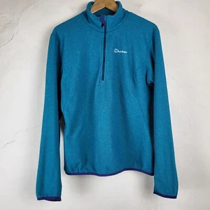 Berghaus Womens UK18 Quarter Zip Fleece Jumper Blue Outdoors Hiking Trek - Picture 1 of 9