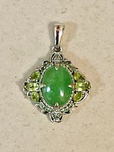Southwest Karis Sterling Silver Green Chalcedony & Peridot Filigree Pendant - Picture 1 of 6