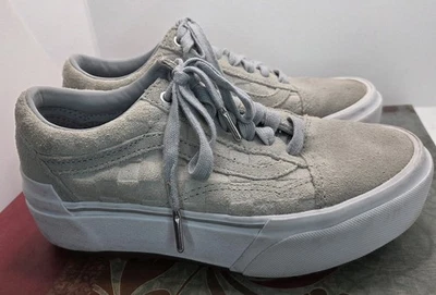 Vans Old Skool Stacked Grey Checkered Suede Chunky Platform Womens 6.5 Excellent - Image 1 of 4