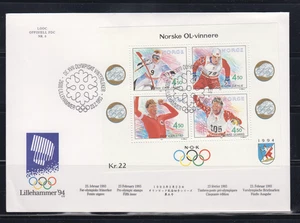 NORWAY : 1989  FDC MINT - SCOTT #  946 BLOCK - OLYMPICS LILLEHAMMER 94 - Picture 1 of 1