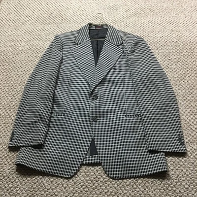 Blazer vintage Sir Walter para hombre 44R negro blanco a cuadros doble tejido hecho en Japón Foto 1 de 4