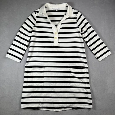 The Nines by HATCH Tunic Dress Womens Small Black White Stripe 3/4 Sleeve Collar - Image 1 of 4