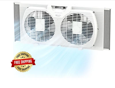Ventilador De Ventana Con Flujo De Aire Silencioso Reversível, Aspas Gemelas NOVO - Imagem 1 de 4